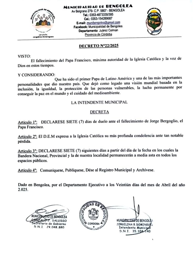 Bengolea Papa Fco decreto
