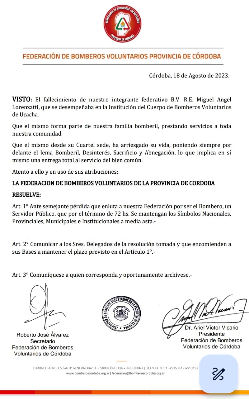 Bomberos Miguel Lorenzatti