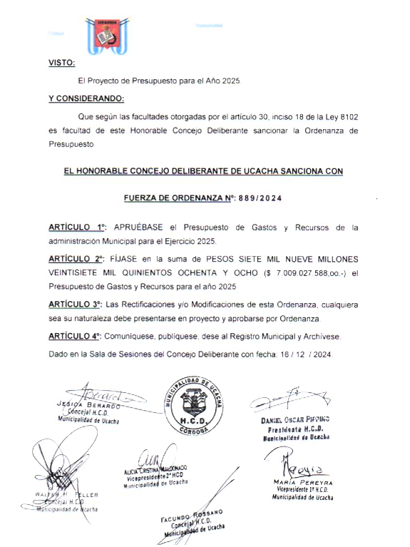 aOrd Presupuesto 2025